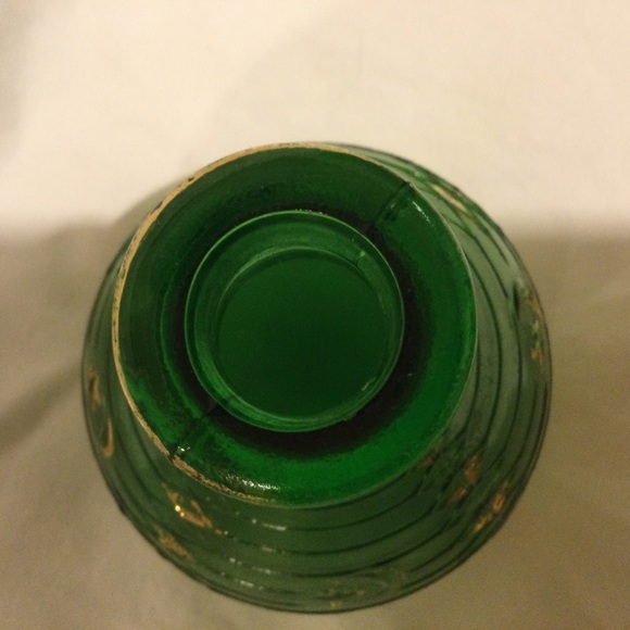 Vintage Italian Bottle Green Glass Mastercraft Moon Stars Gold - Picture 4 of 10